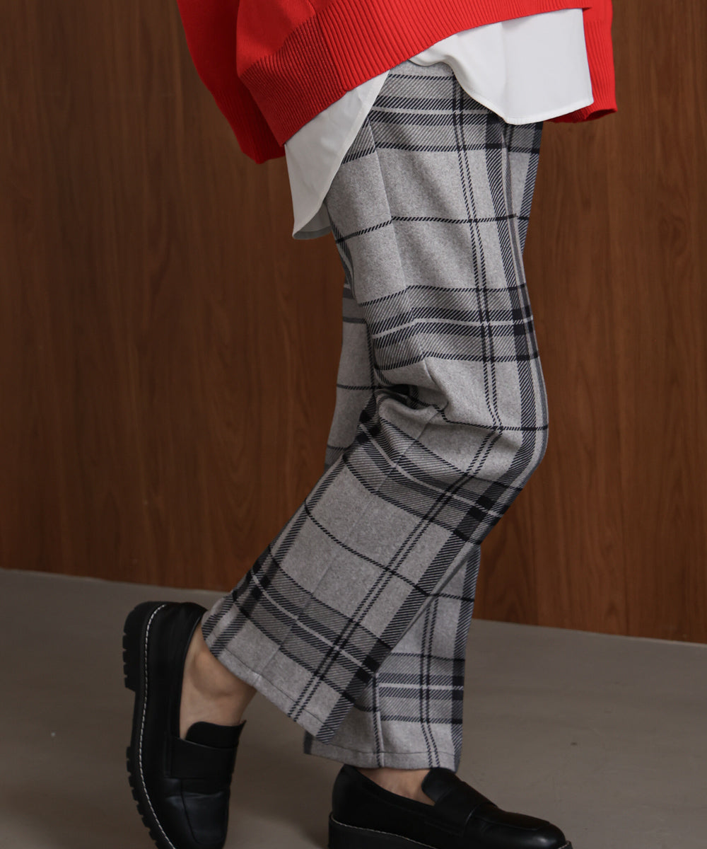 【WEB限定】チェック柄ストレートパンツ