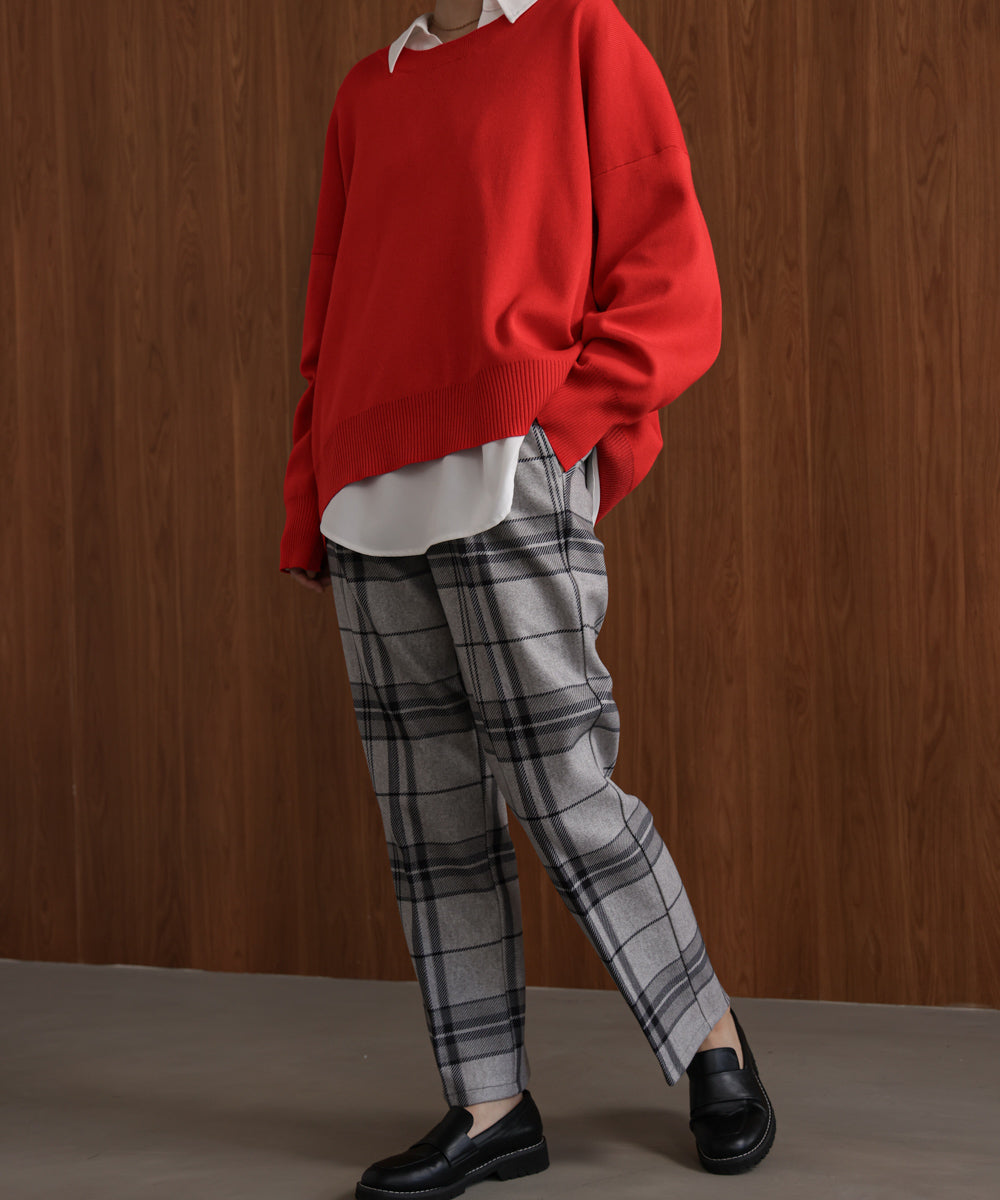 【WEB限定】チェック柄ストレートパンツ