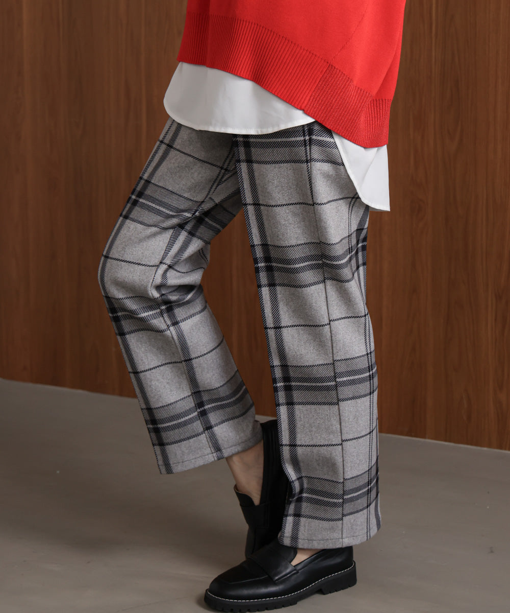 【WEB限定】チェック柄ストレートパンツ
