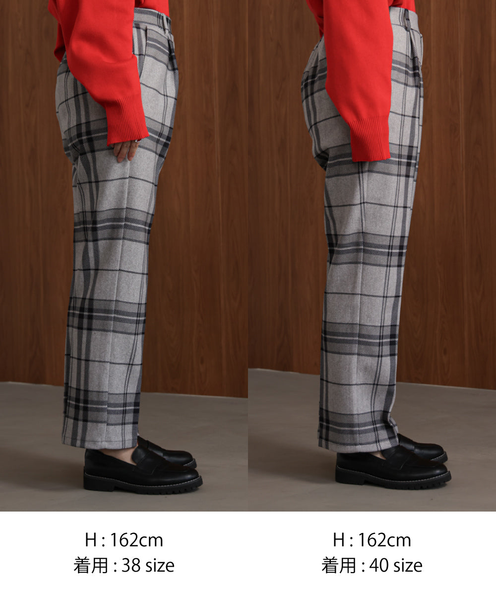 【WEB限定】チェック柄ストレートパンツ
