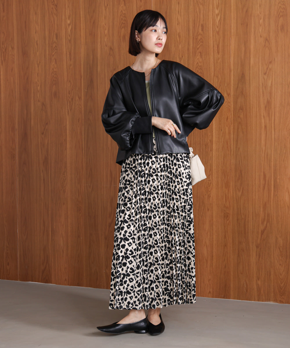 アニマル柄プリーツスカート