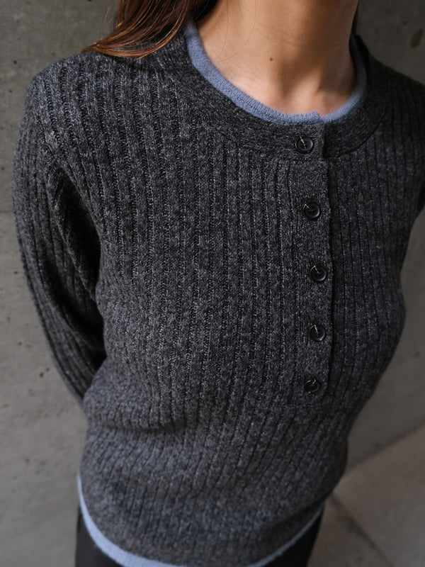 MIX KNIT HENRY NECK PO(ミックスニットヘンリーネックプルオーバー)