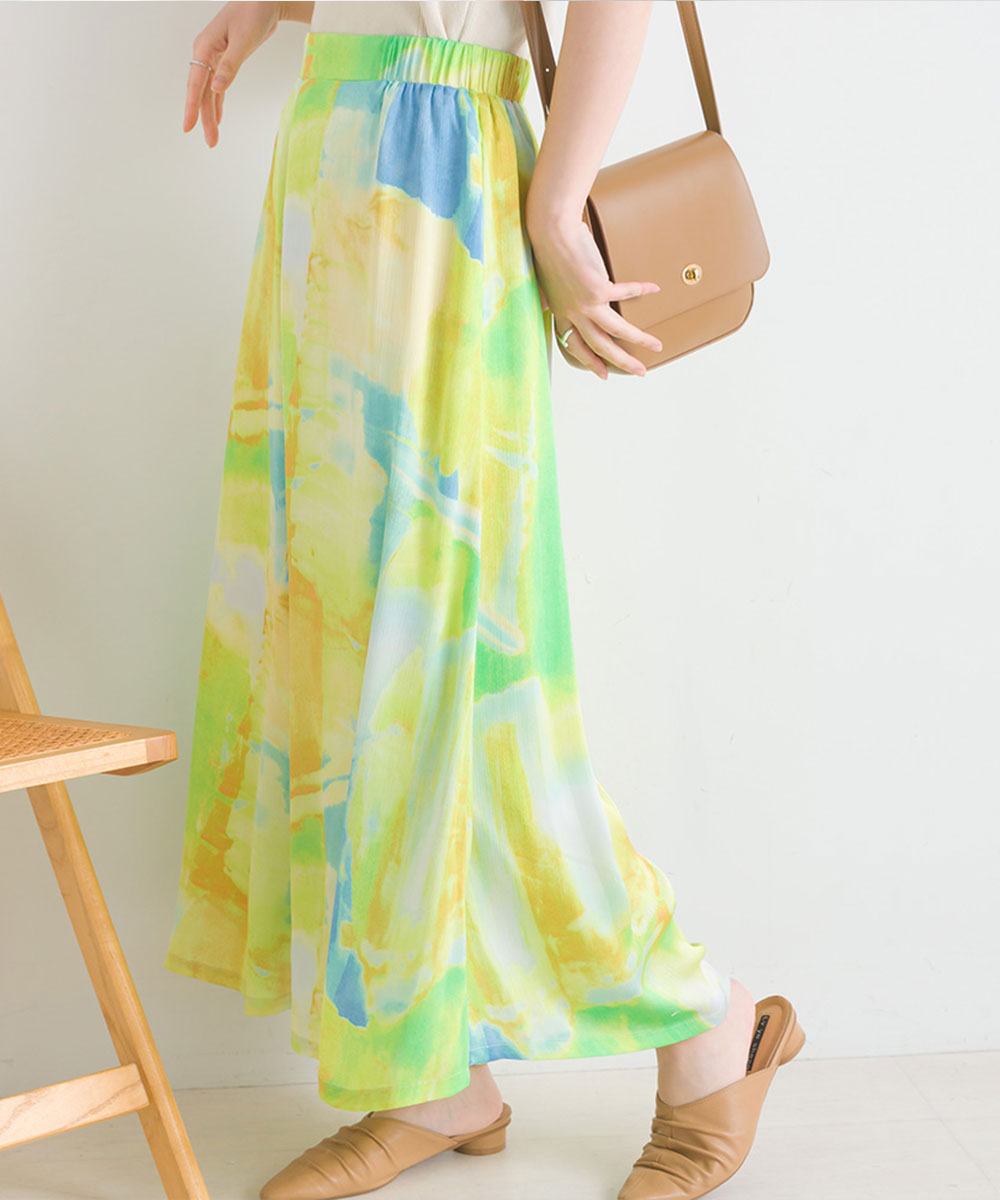 ぼかし柄フレアスカンツ