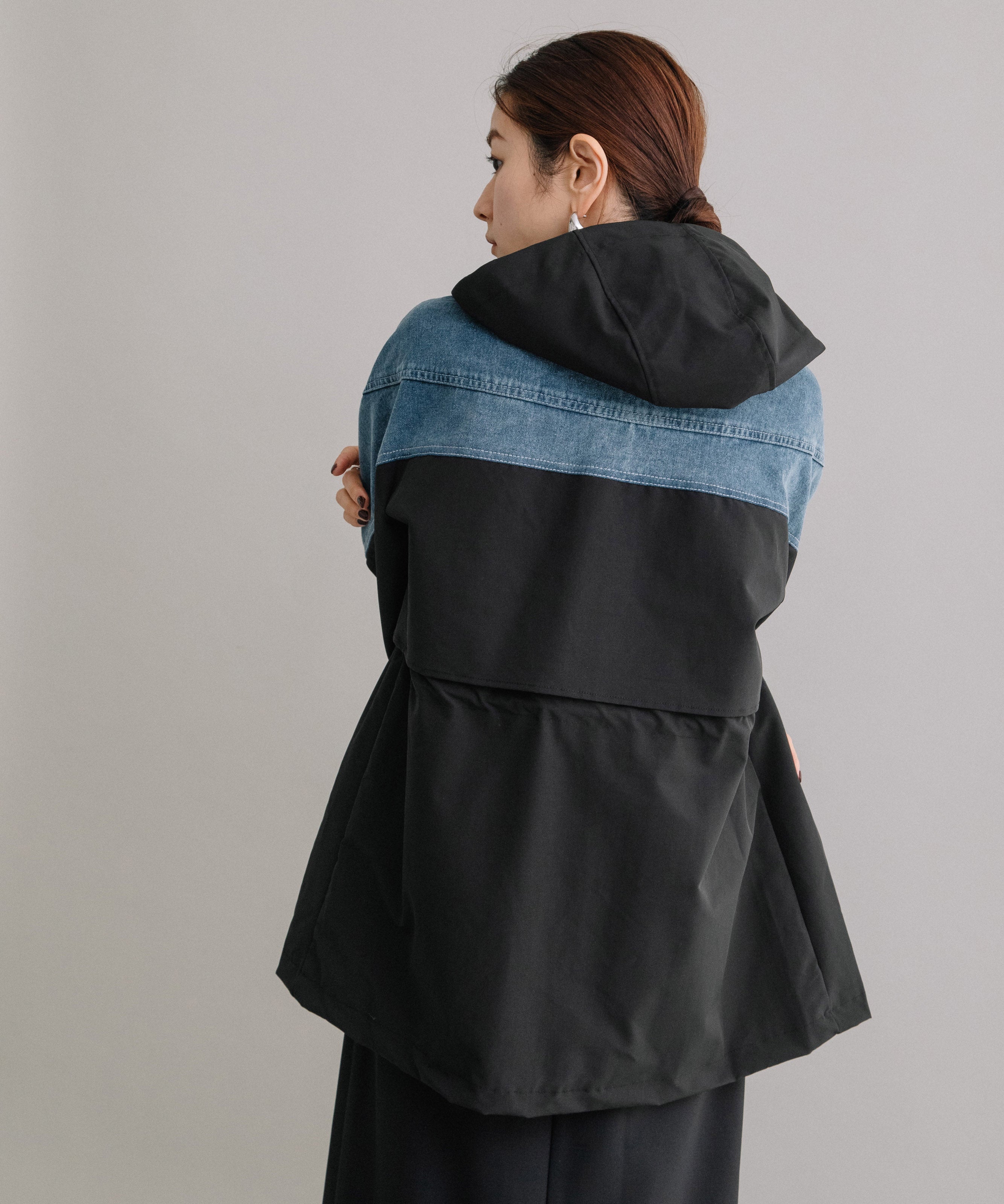 DENIM CONBI HOODIE