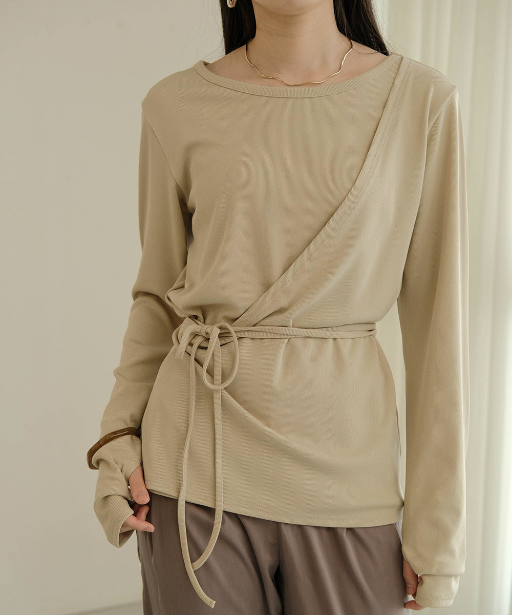 Bab アシメラップデザイントップス