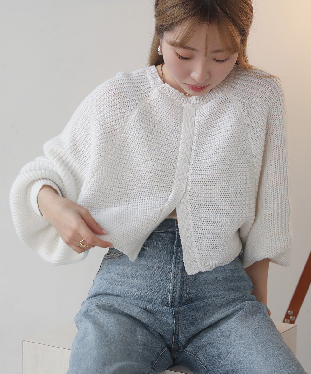 Bab ショート丈バックスリットニット