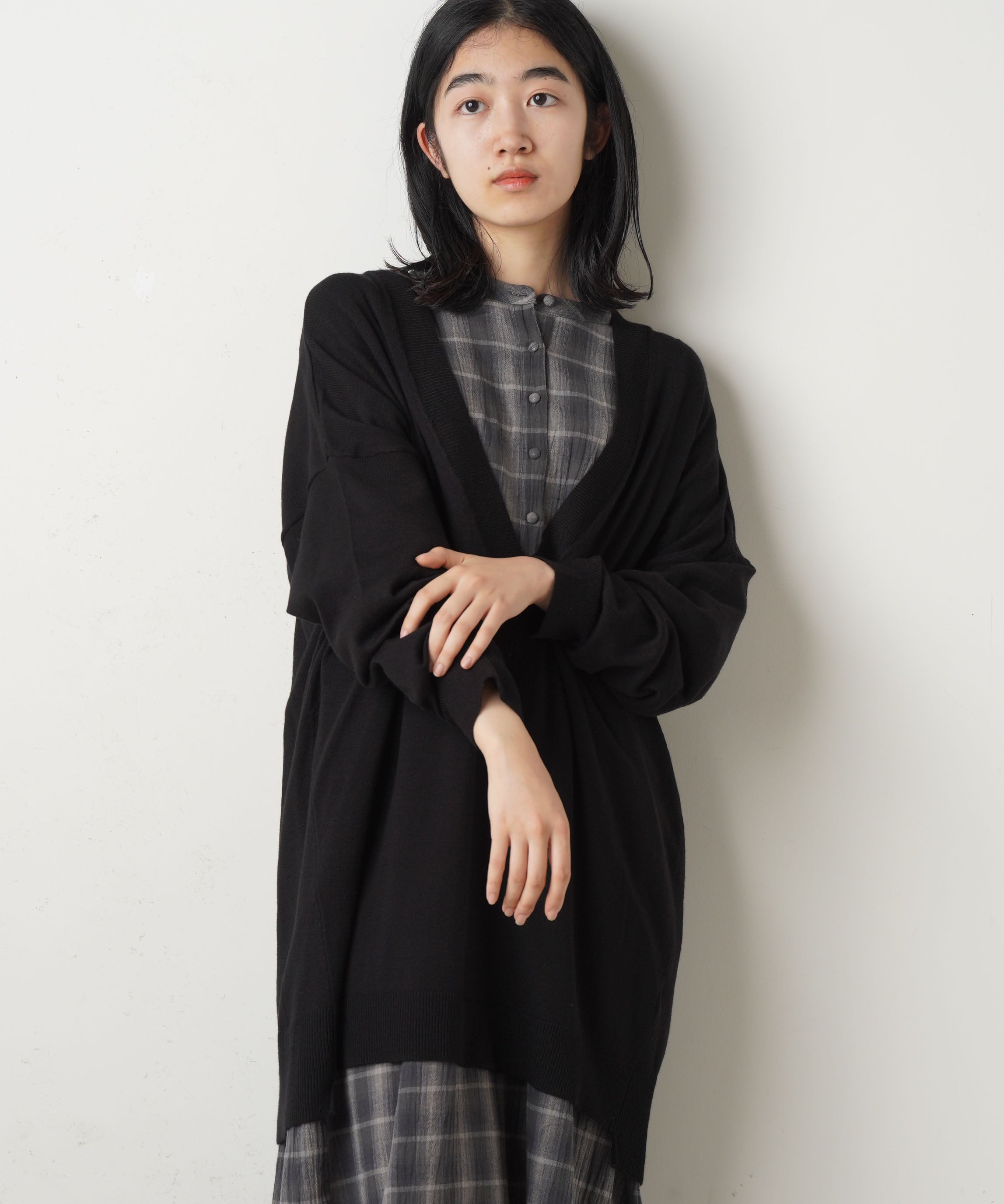 Lupilien 天竺編みニット Vネックチュニック