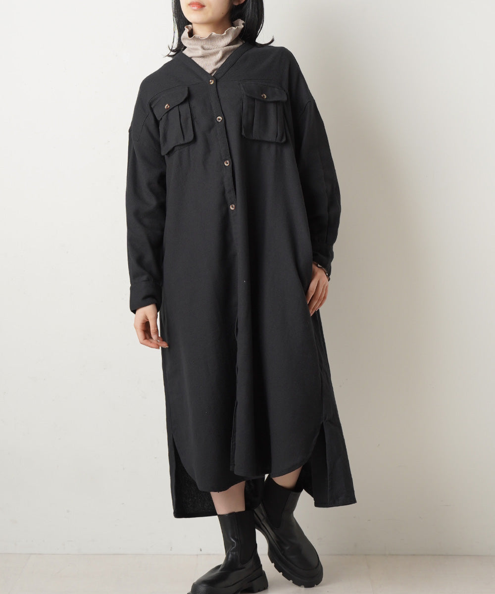 LUPILIEN ソフトツイルガウンワンピース