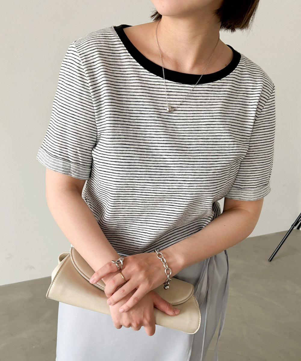 ピンボーダーTシャツ
