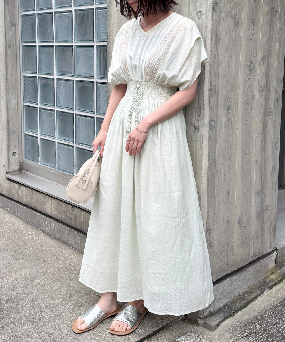 【S・Mサイズ展開】フロント刺繍ウエストシャーリングワンピース