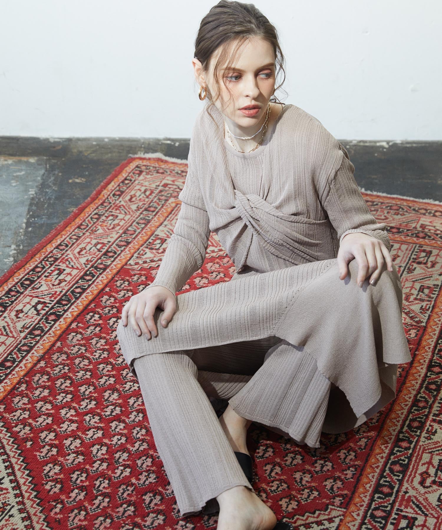 イレジュラーヘム変形リブニットOP