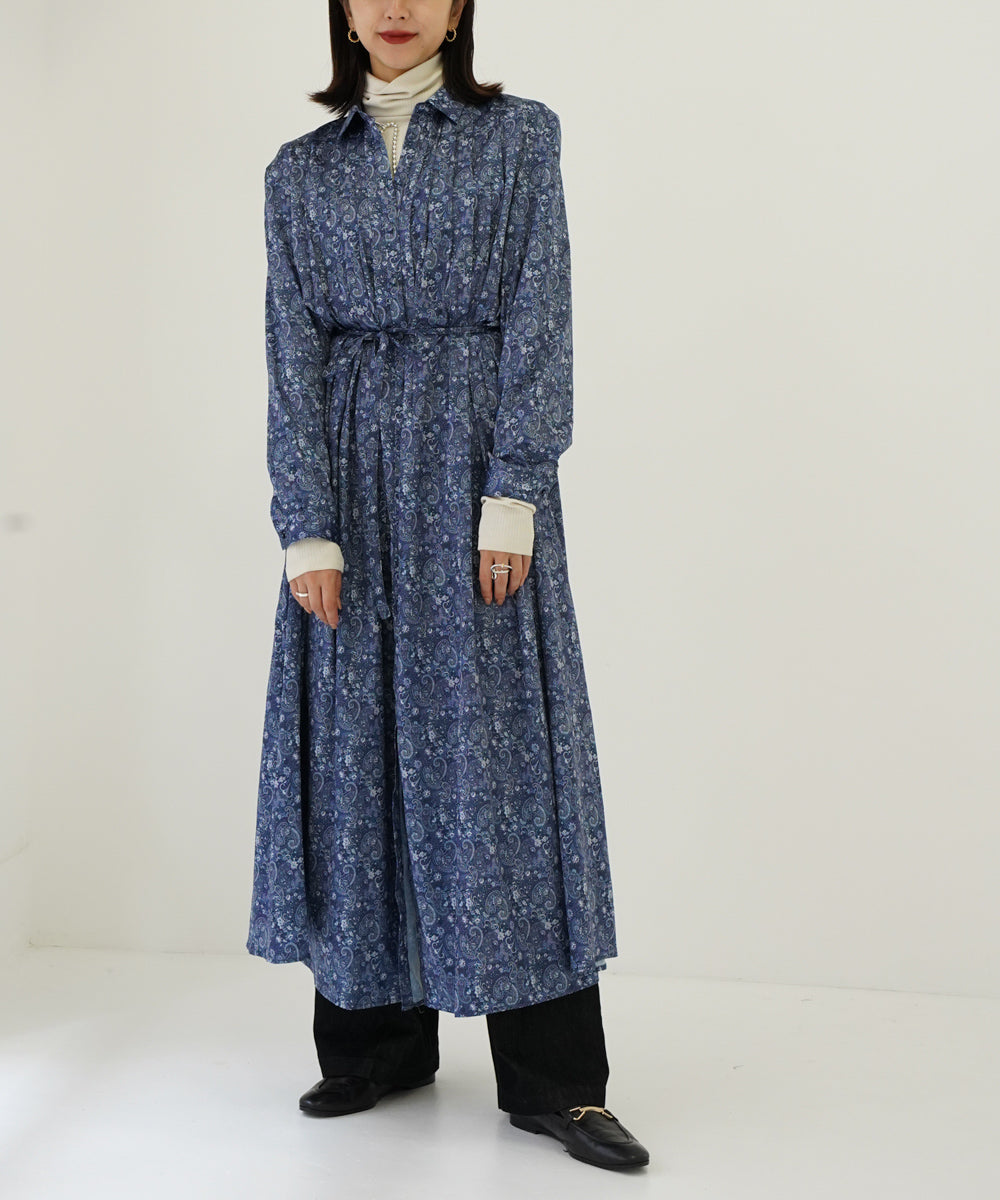 PRINT PLEATED DRESS