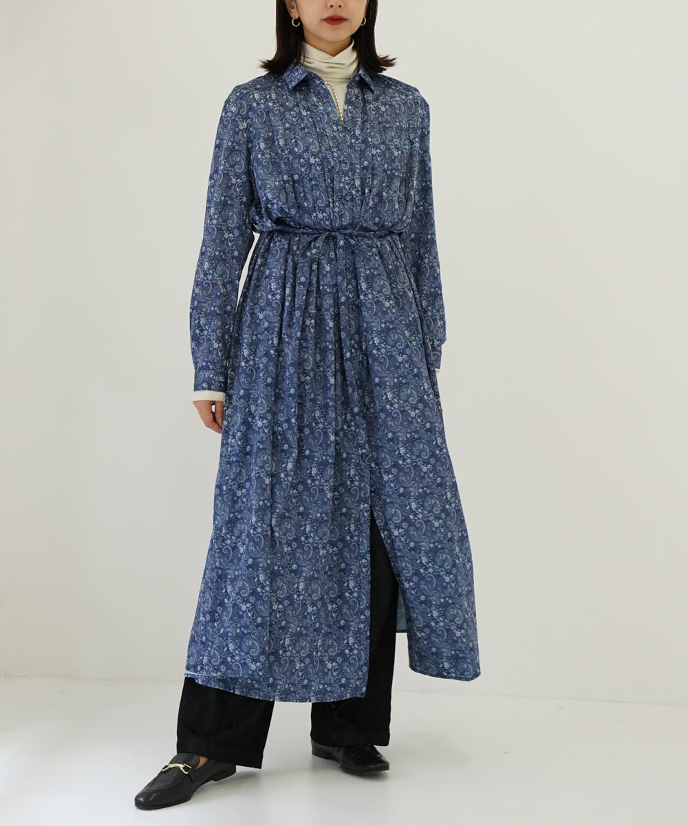 PRINT PLEATED DRESS