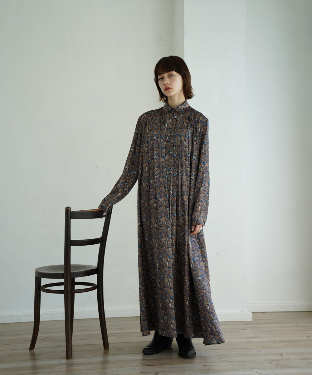 PRINT PLEATED DRESS