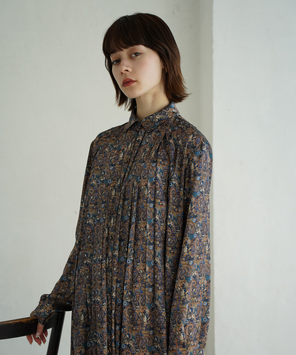 PRINT PLEATED DRESS