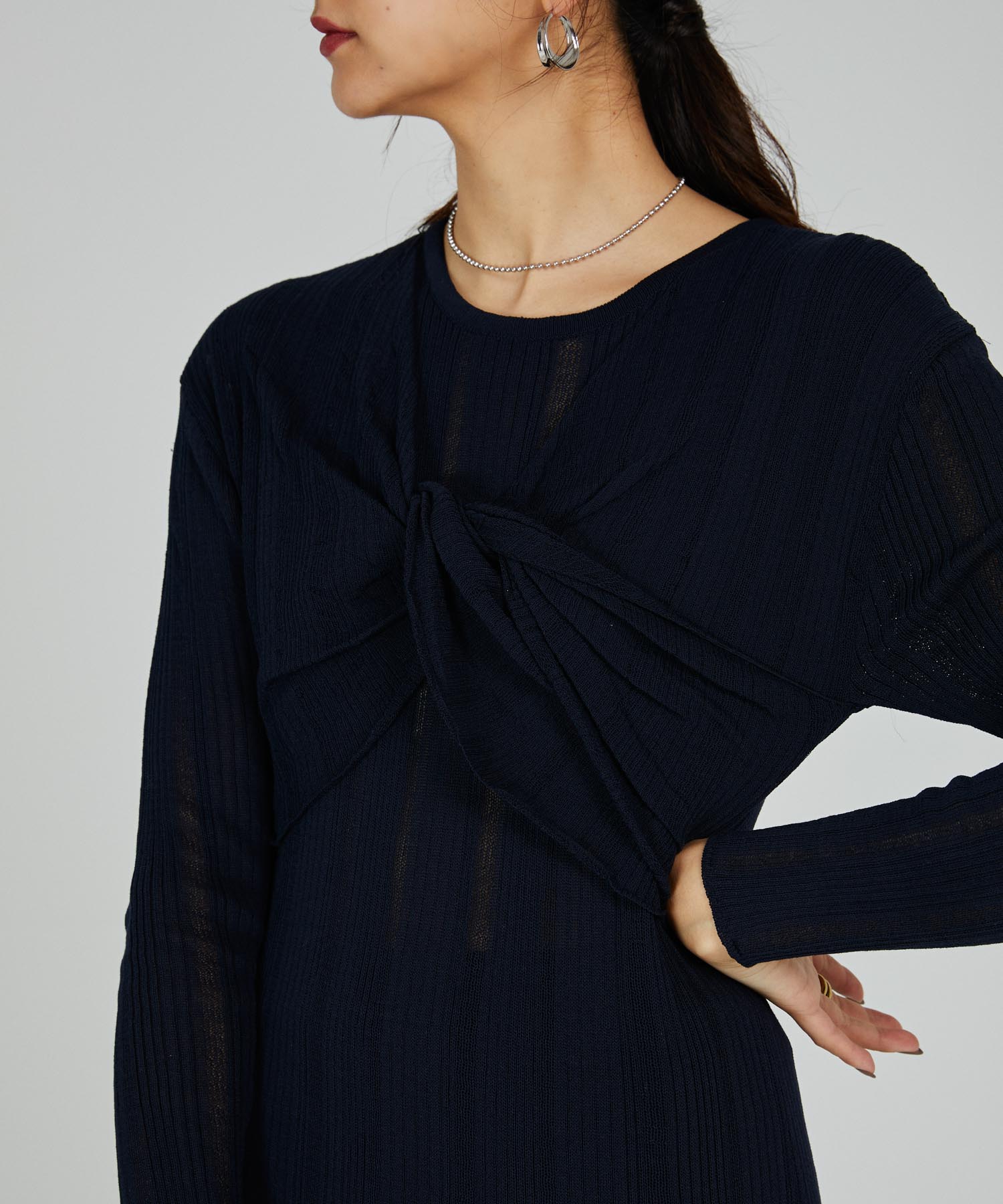 イレジュラーヘム変形リブニットOP