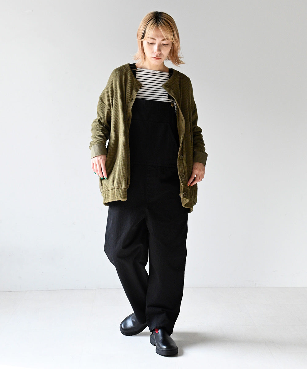 Lupilien 起毛ワッフル編み 布帛切替カーディガン