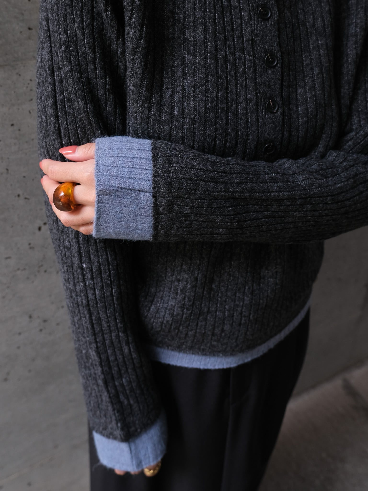 MIX KNIT HENRY NECK PO(ミックスニットヘンリーネックプルオーバー)