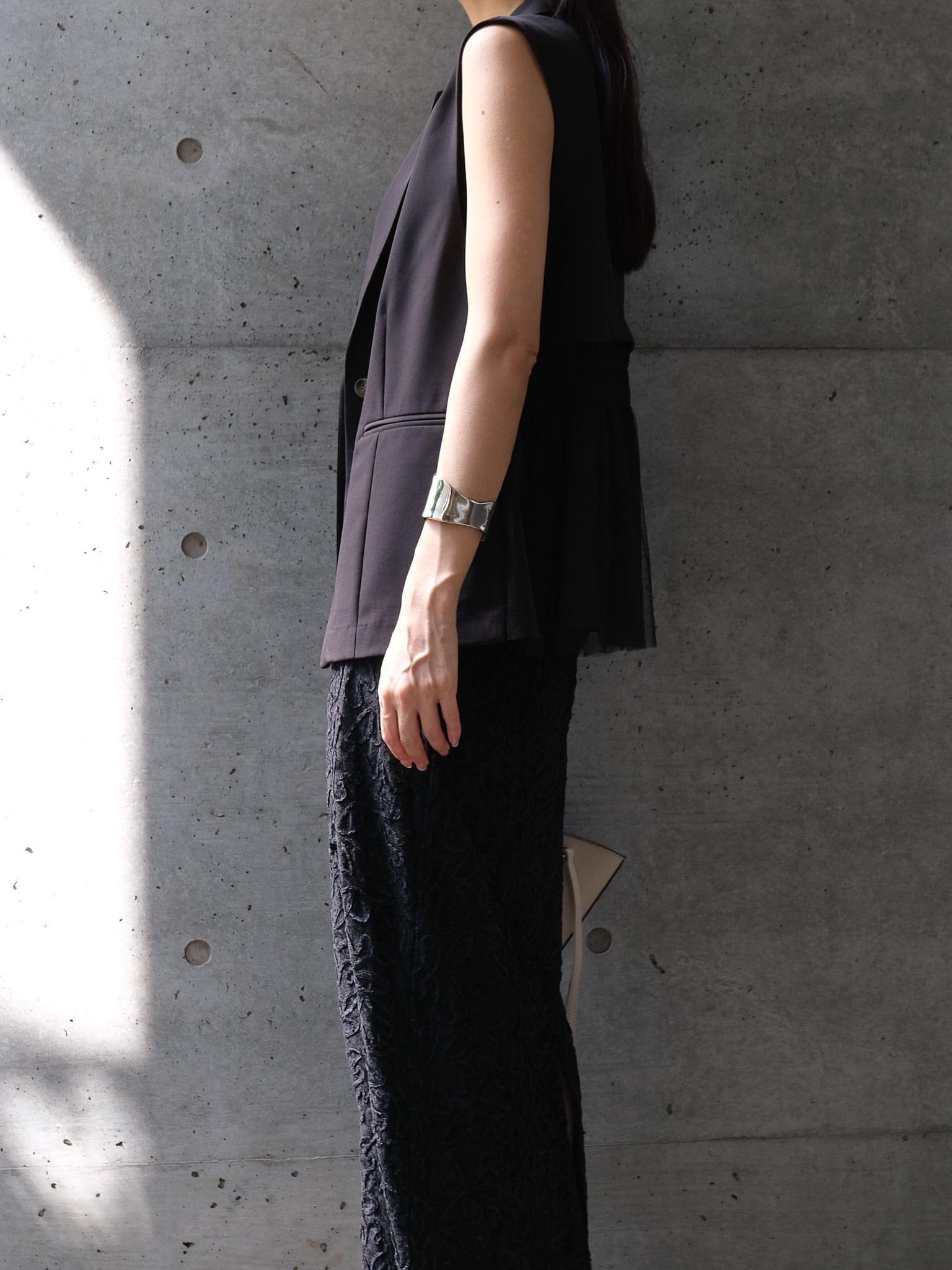 TULLE DOCKING GILET(チュールドッキングジレ)