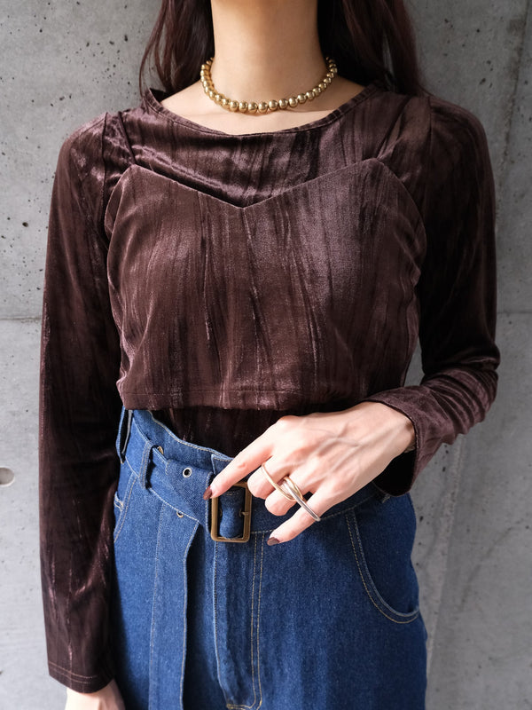 VELVET BUSTIER SET TOPS