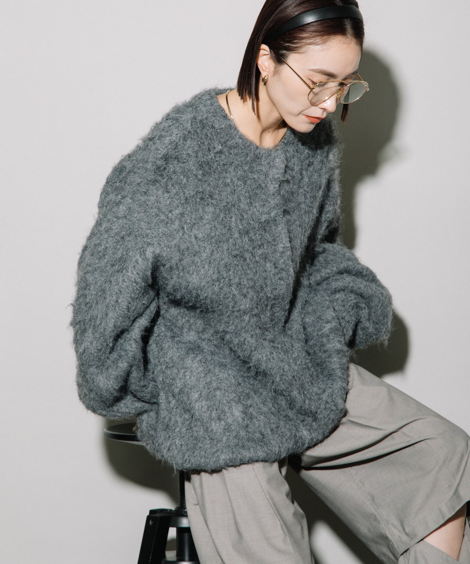 KEGAKI HALF CARDIGAN KNIT CD
