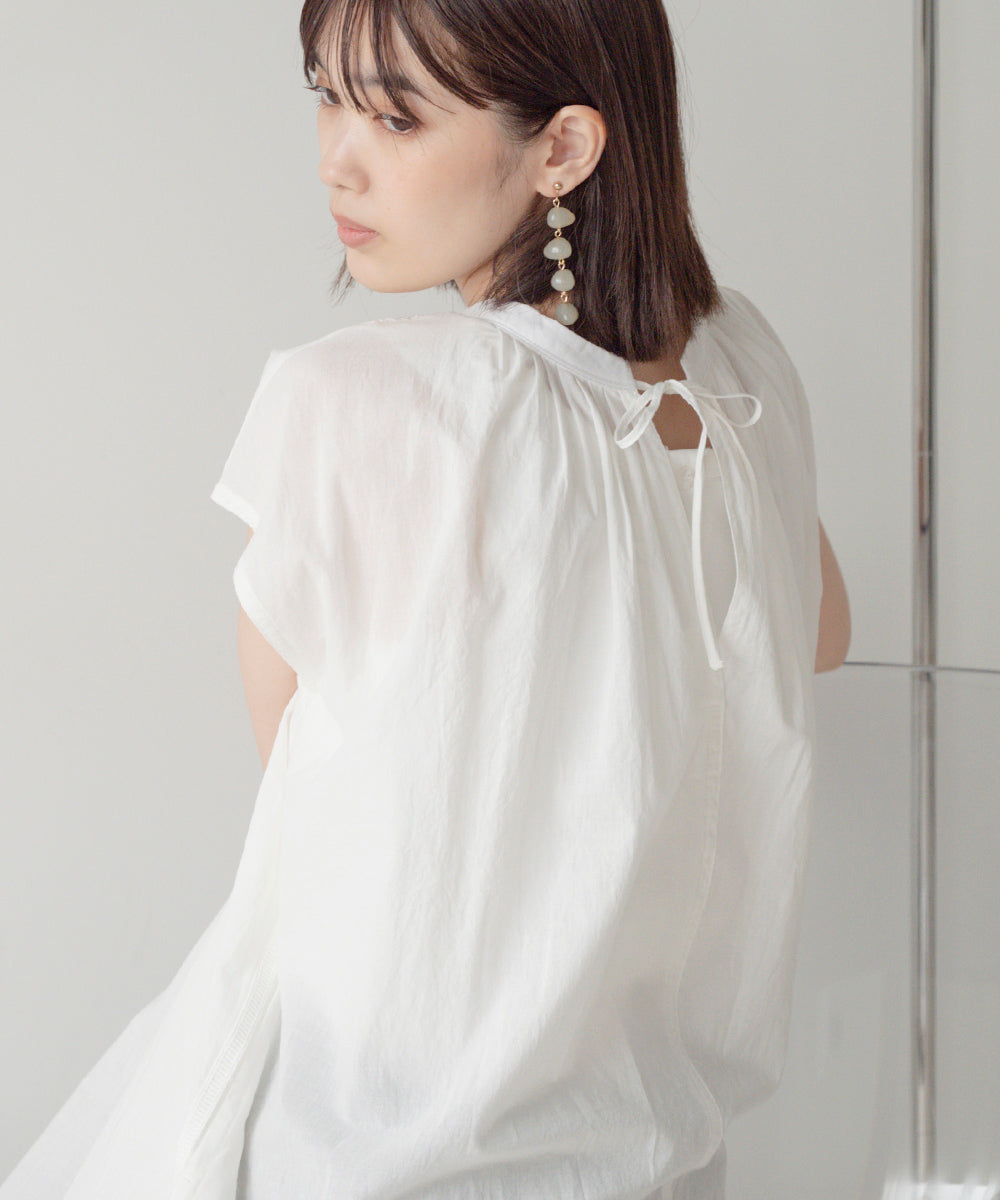 キーネック刺繍ヨークワンピース