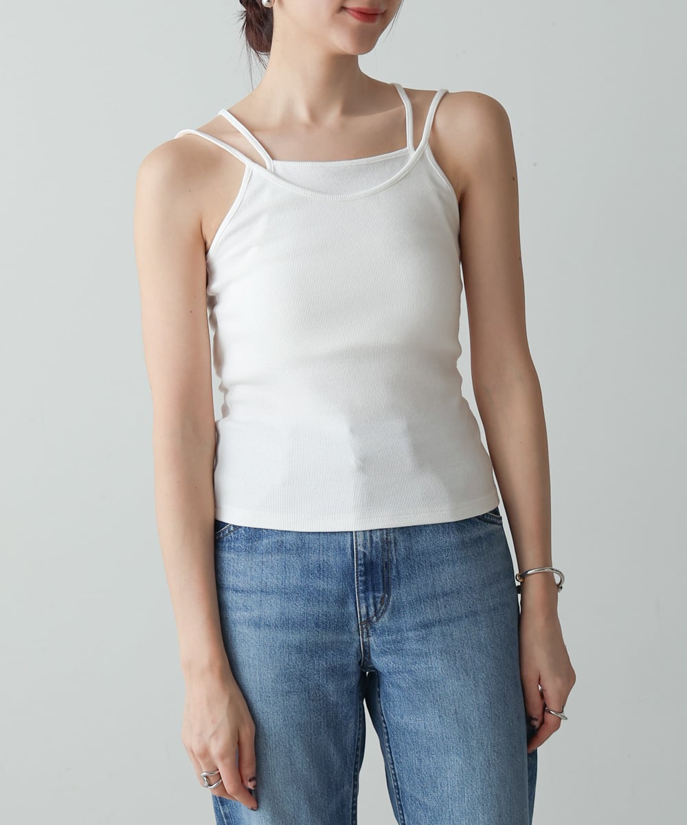 RIB LAYERED CAMI(ﾃﾚｺﾚｲﾔｰﾄﾞｷｬﾐ)