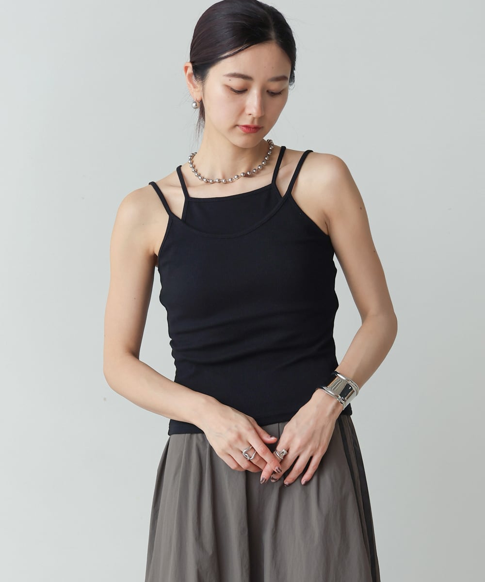 RIB LAYERED CAMI(ﾃﾚｺﾚｲﾔｰﾄﾞｷｬﾐ)