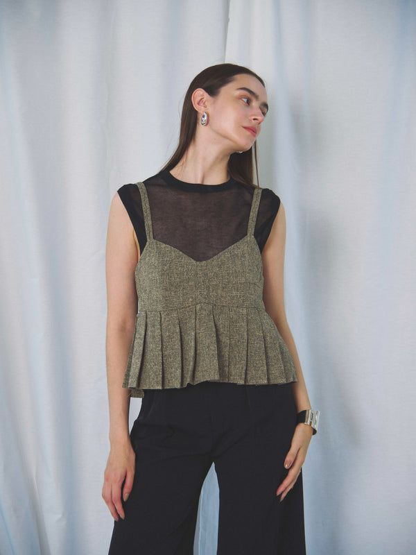 SUMMER TWEED PLEATS CAMI(ｻﾏｰﾂｲｰﾄﾞﾌﾟﾘｰﾂｷｬﾐ)