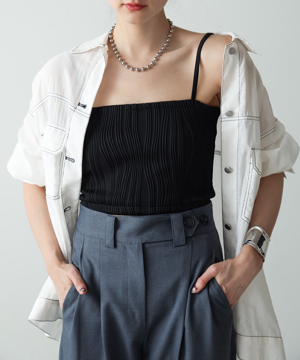 WABE PIPING CROPPED CAMI(ｳｪｰﾌﾞﾊﾟｲﾋﾟﾝｸﾞｸﾛｯﾌﾟﾄﾞｷｬﾐ)