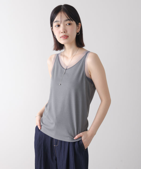 チュール切替タンクトップ