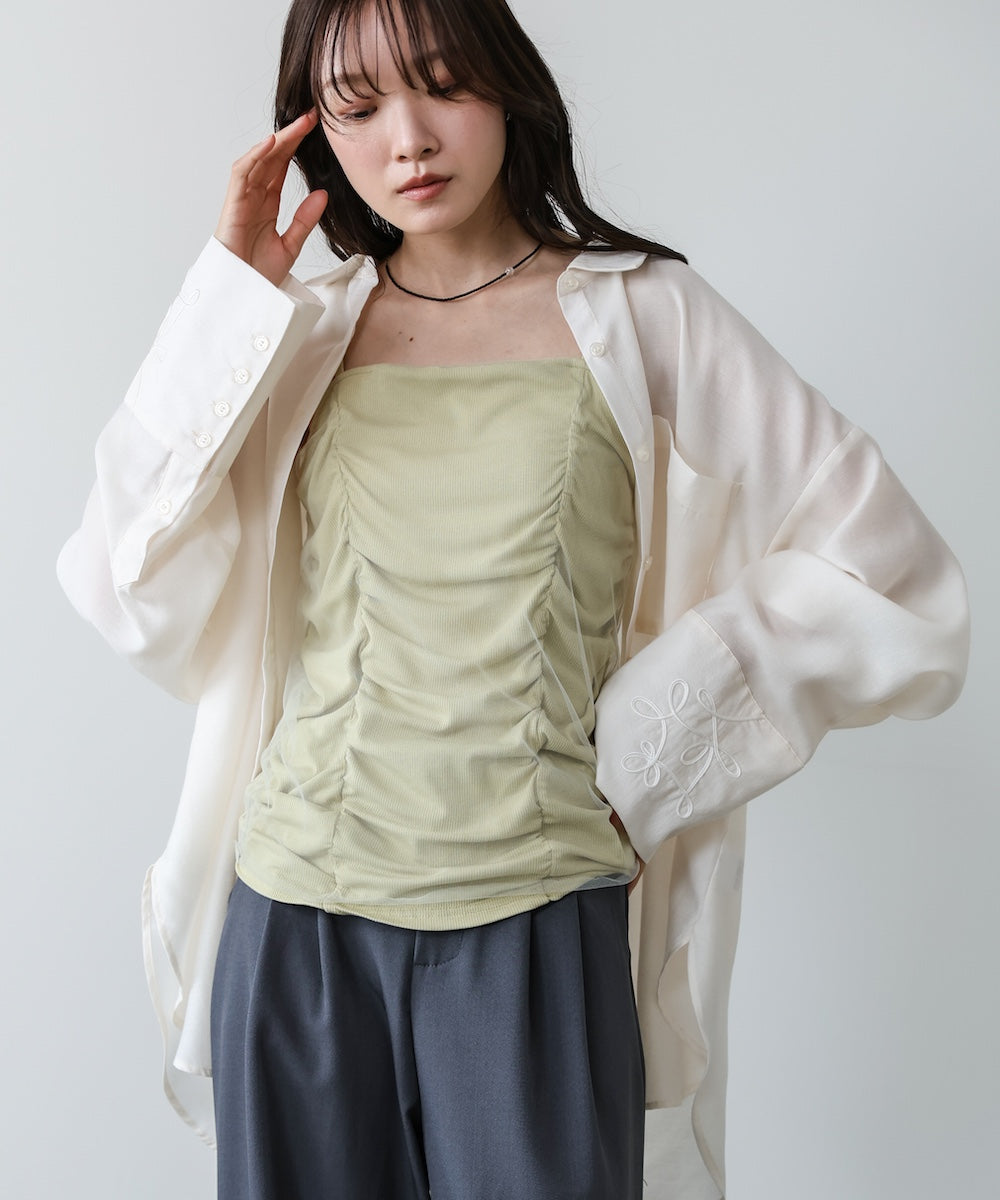 チュールレイヤードカップ付きキャミソール