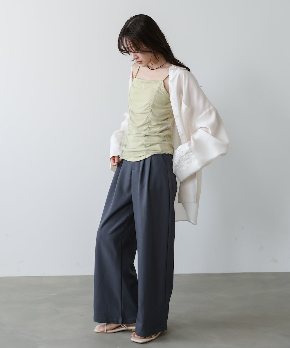 チュールレイヤードカップ付きキャミソール