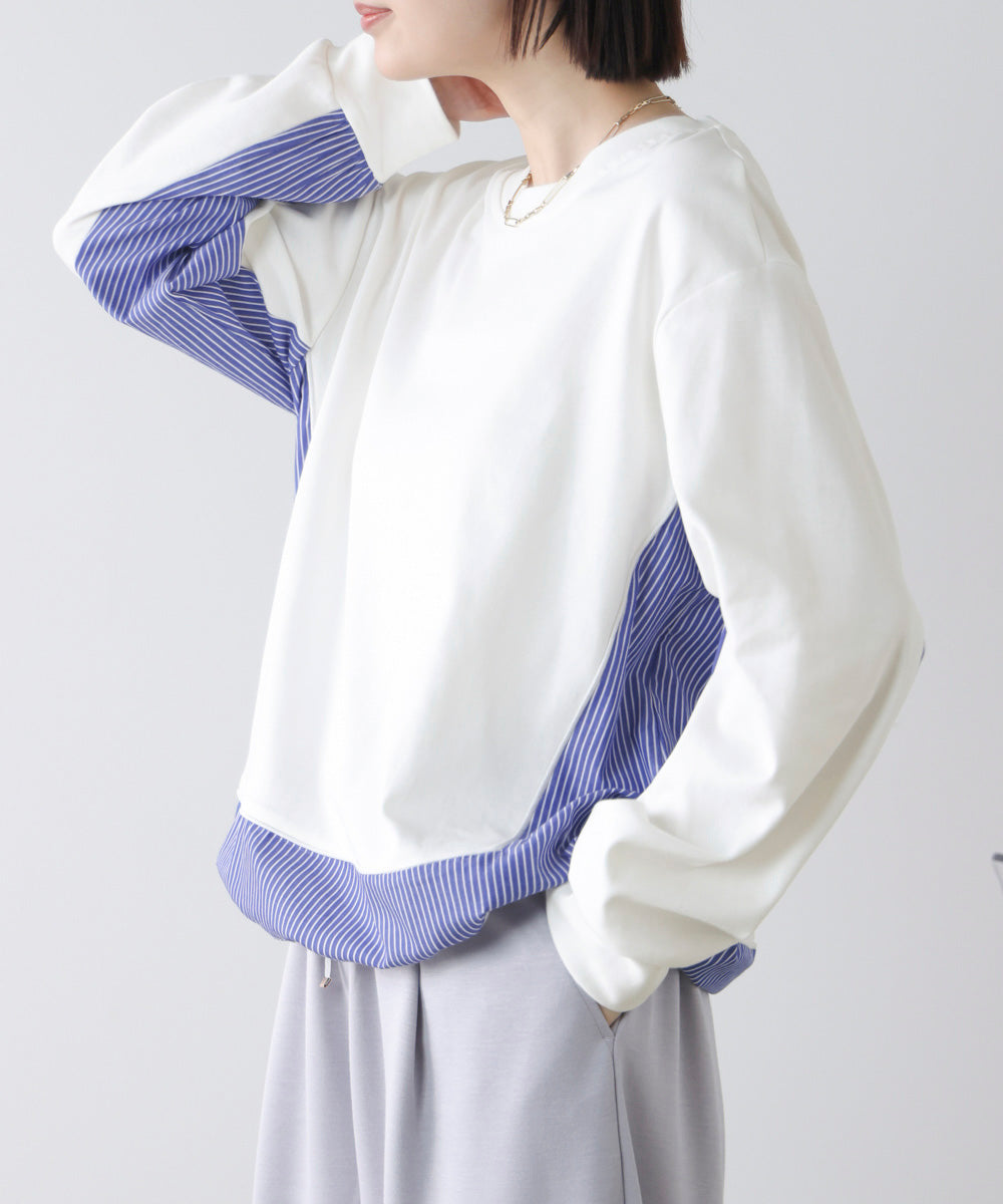 ストライプドッキングカットソー［3/18発送予定］