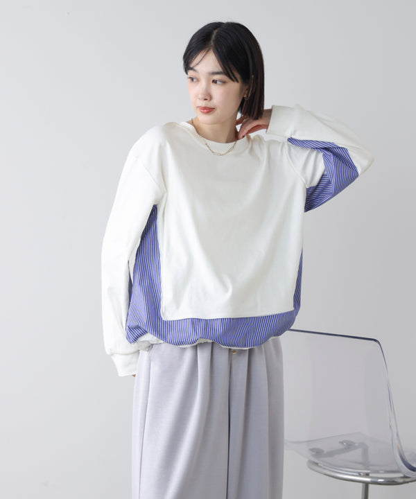 ストライプドッキングカットソー［3/18発送予定］