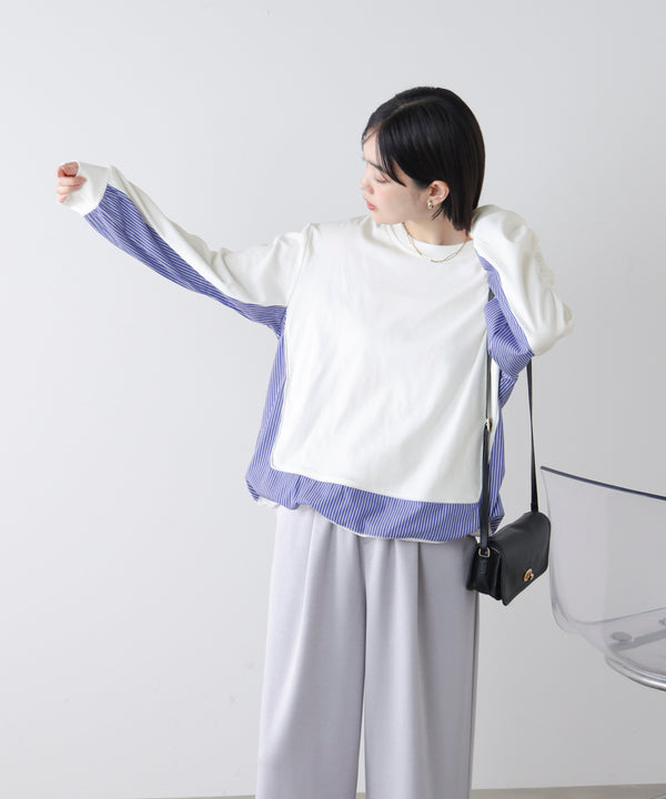ストライプドッキングカットソー［3/18発送予定］