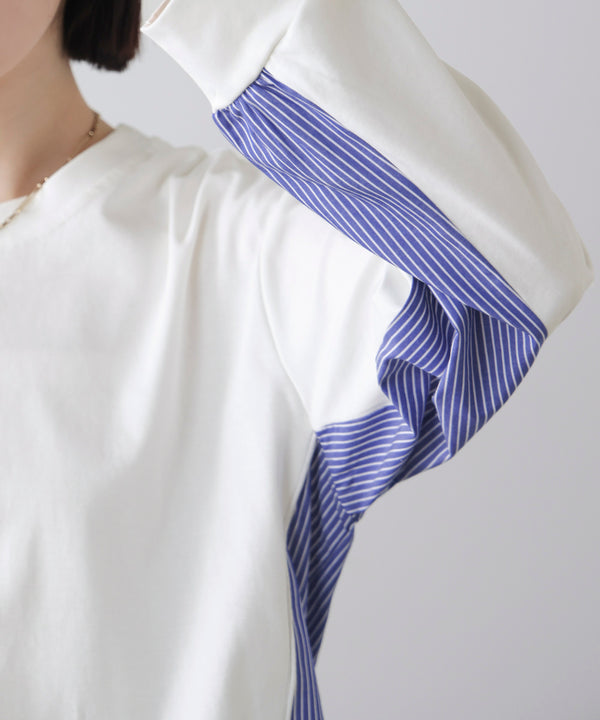 ストライプドッキングカットソー［3/18発送予定］