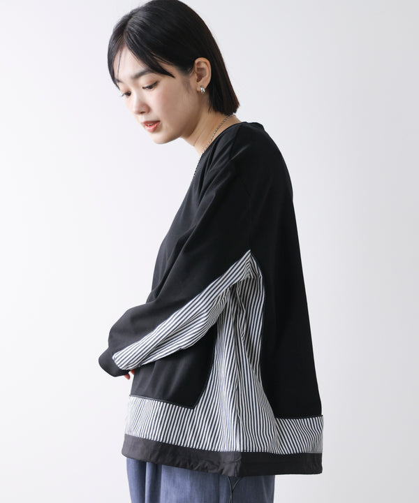 ストライプドッキングカットソー［3/18発送予定］