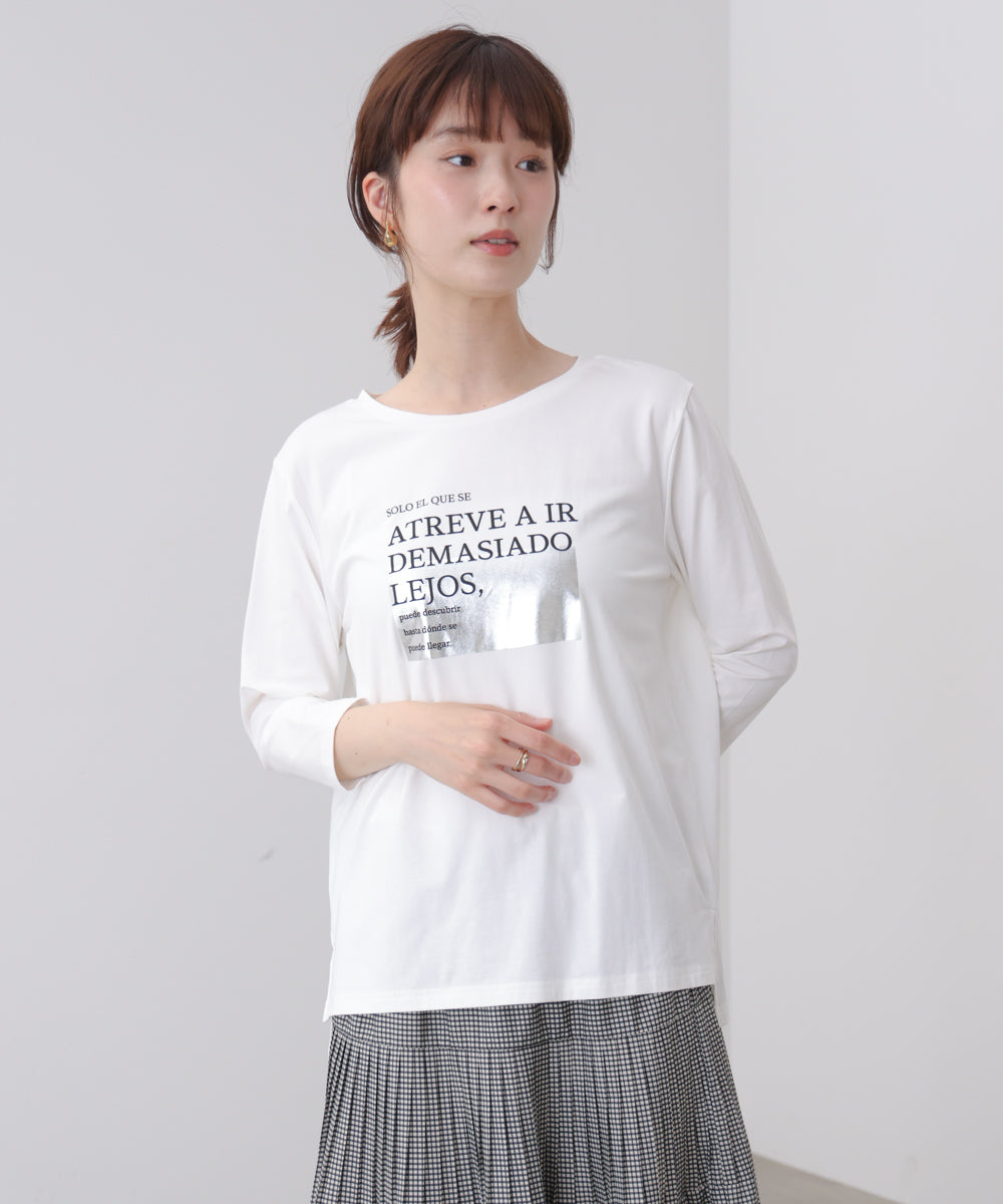 箔ロゴプリント五分袖Ｔシャツ