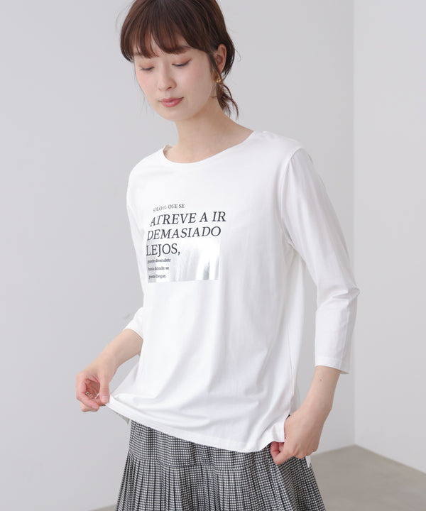 箔ロゴプリント五分袖Ｔシャツ
