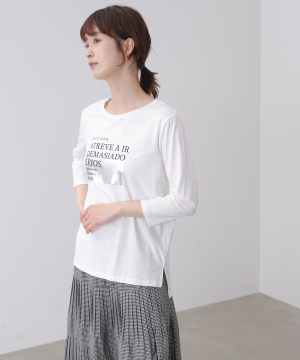 箔ロゴプリント五分袖Ｔシャツ