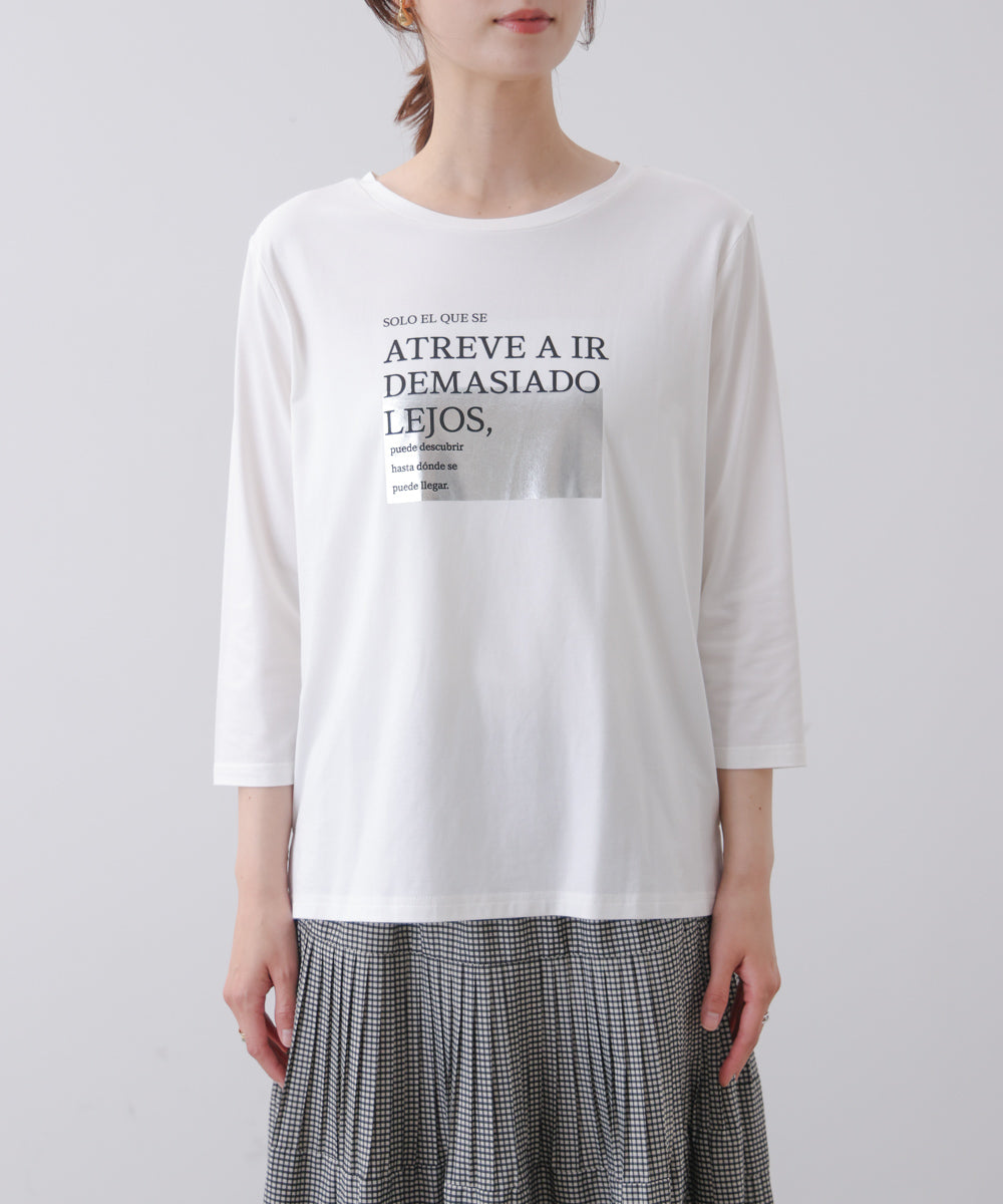箔ロゴプリント五分袖Ｔシャツ