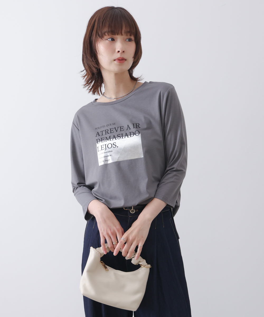箔ロゴプリント五分袖Ｔシャツ