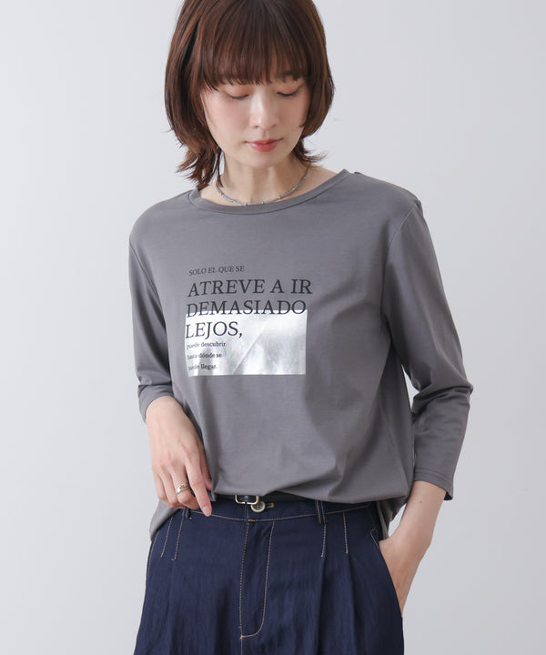 箔ロゴプリント五分袖Ｔシャツ