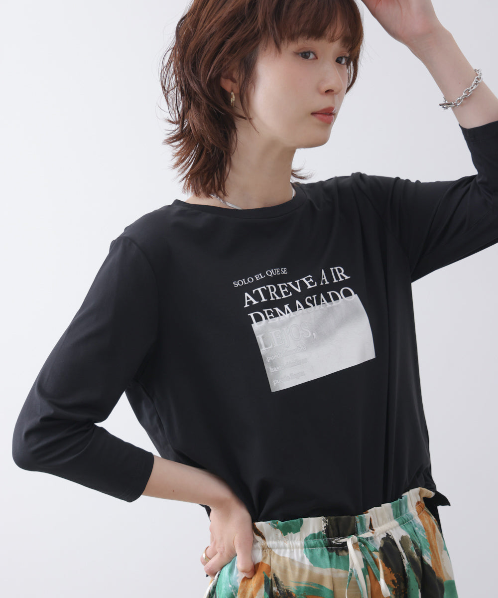 箔ロゴプリント五分袖Ｔシャツ