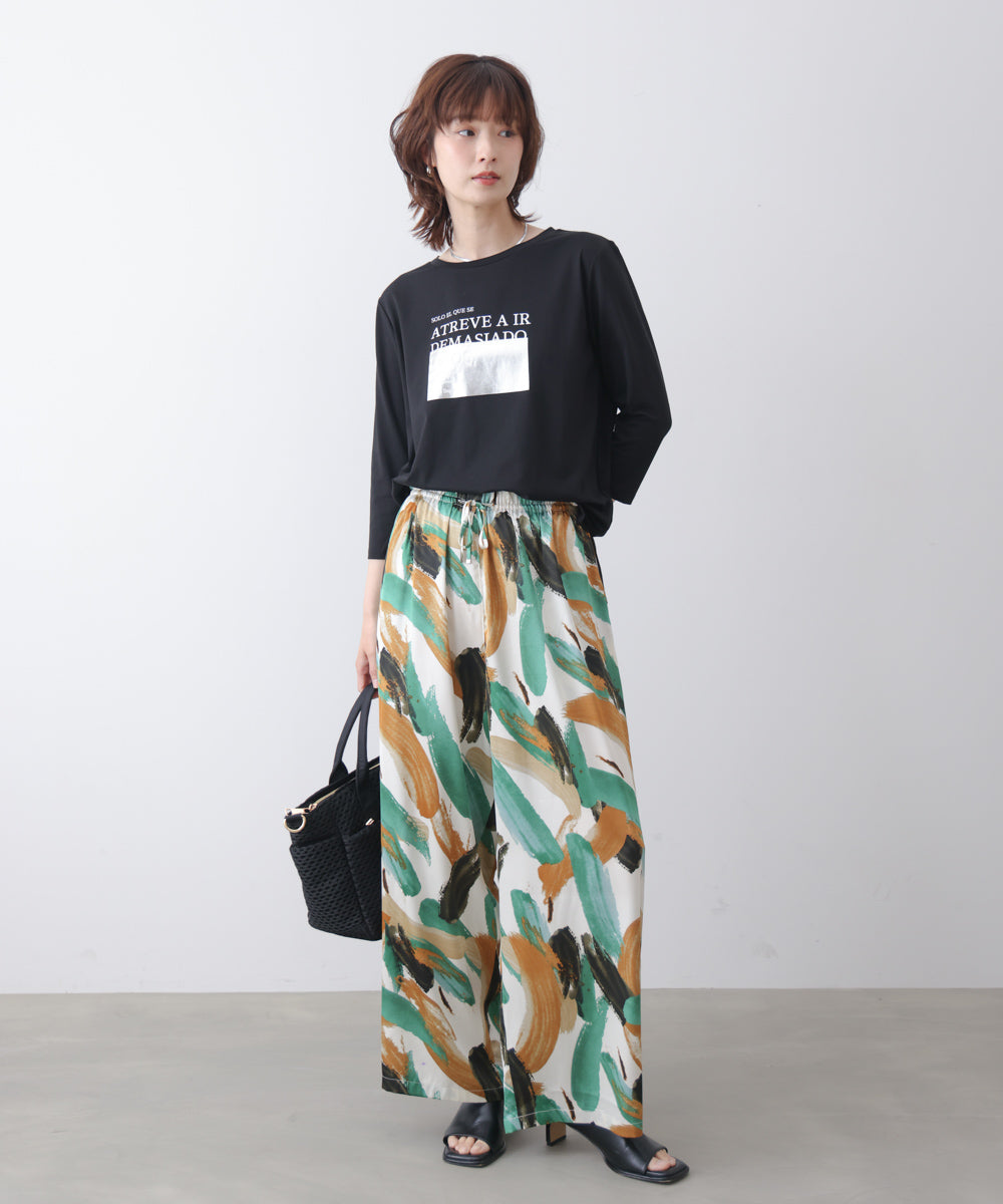 箔ロゴプリント五分袖Ｔシャツ