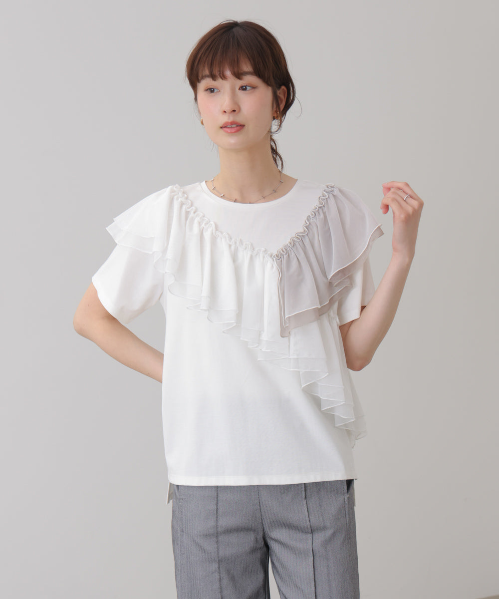 半袖フリルカットソー［4/30発送予定］