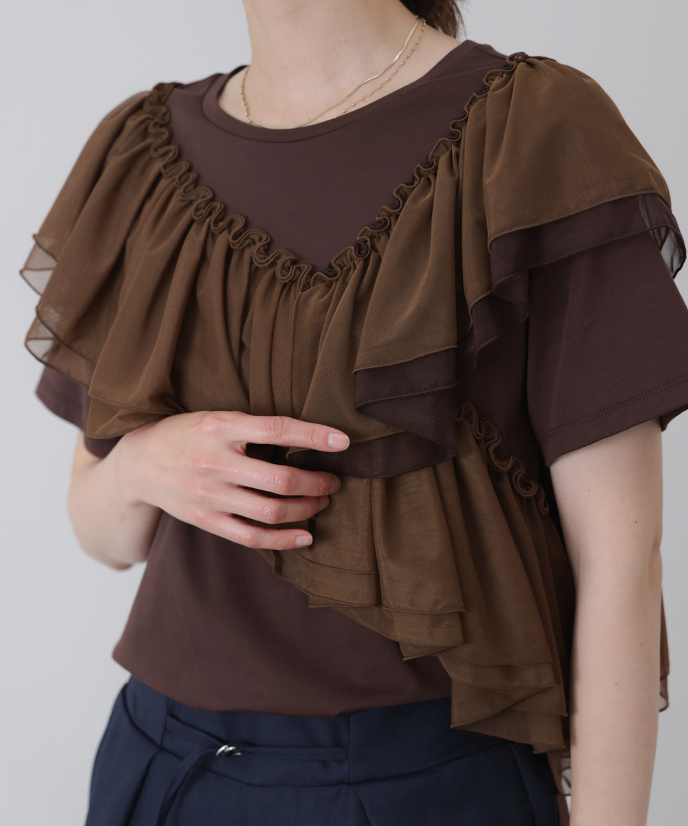 半袖フリルカットソー［4/30発送予定］
