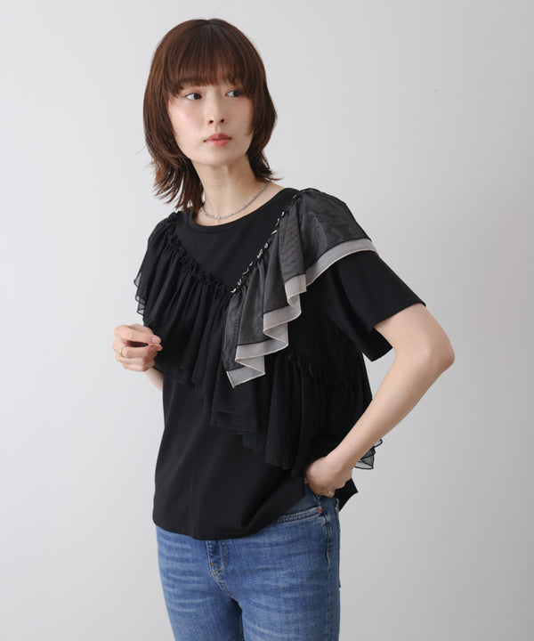 半袖フリルカットソー［4/30発送予定］