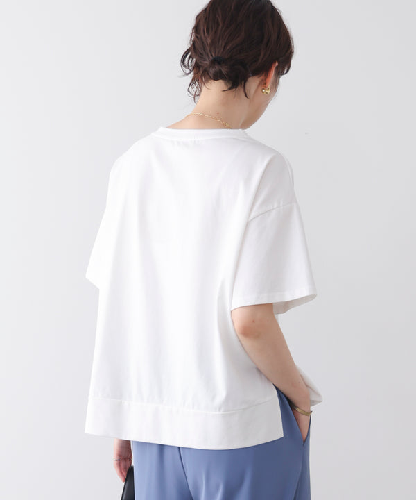 刺繍アンダーファスナーTシャツ
